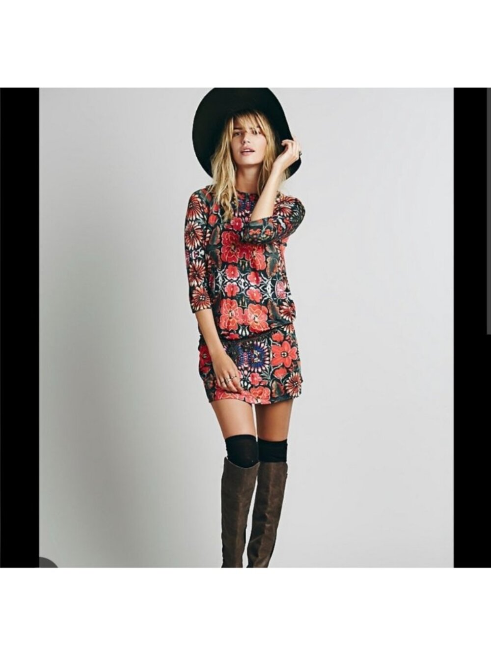 Free People New Romantics Retro Fiesta Floral Trapeze Go Go 70’s Style Dress